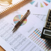 business financial concept accounting report on desk in office